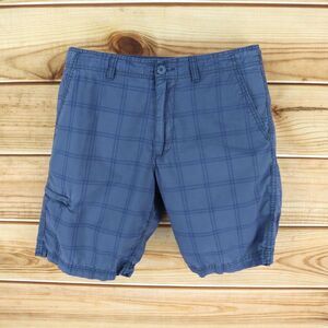 Old Navy Casual Shorts Mens Size 33 Blue Plaid Cotton‎ Blend Pockets Belt Loops